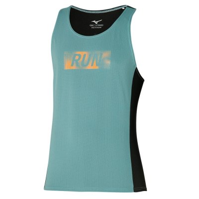 Camiseta sin Manga Mizuno Dryaeroflow Estampados Hombre - Turquesa Claro / Negros - Chile M027HEWAZ